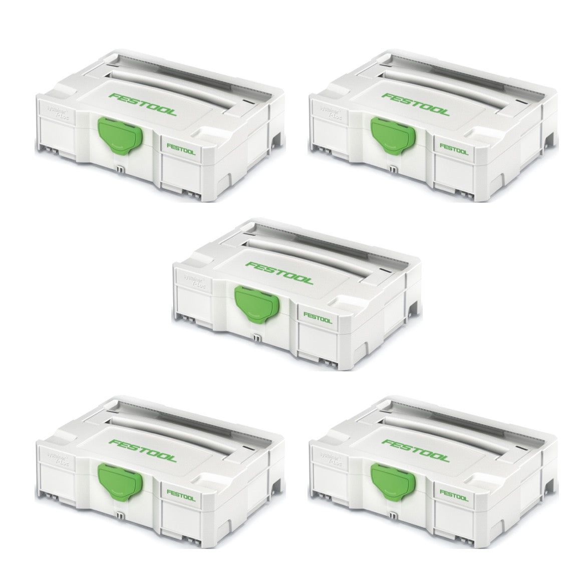 Festool 5 x Systainer T-LOC SYS 1 TL Werkzeug Koffer lichtgrau koppelbar ( 497563 ) - Toolbrothers