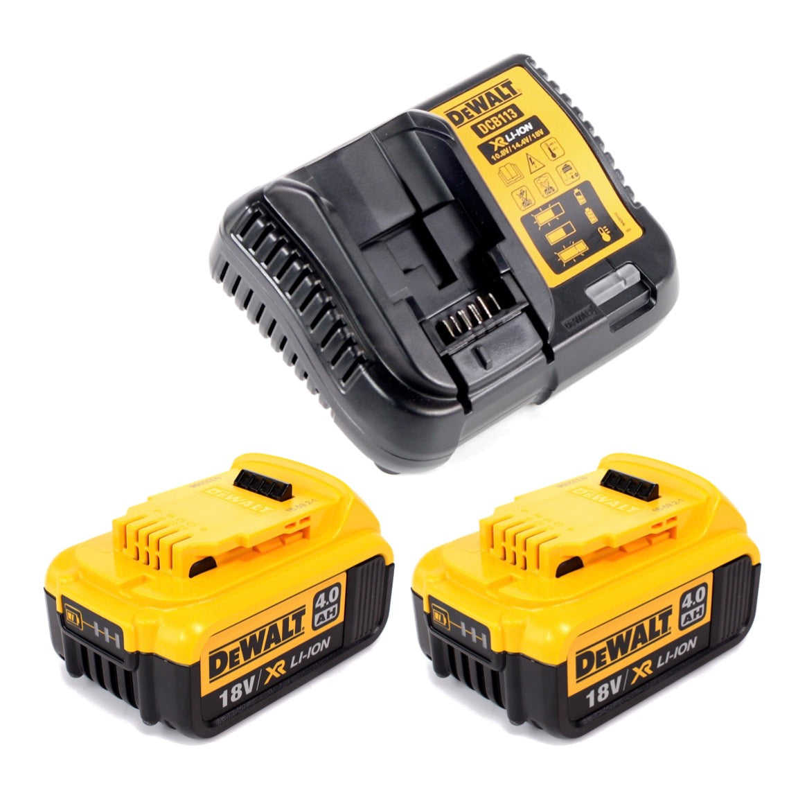 Dewalt DCB 113 M2 Akku Starter Set Ladegerät mit 2 x DCB 182 4,0 Ah Li-Ion Akku - Toolbrothers