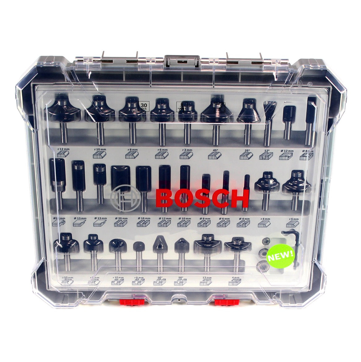 Bosch Mixed Fräser Set 8 mm 30 tlg. + Koffer ( 2607017475 ) für Oberfräsen mit Rundschaft - Toolbrothers