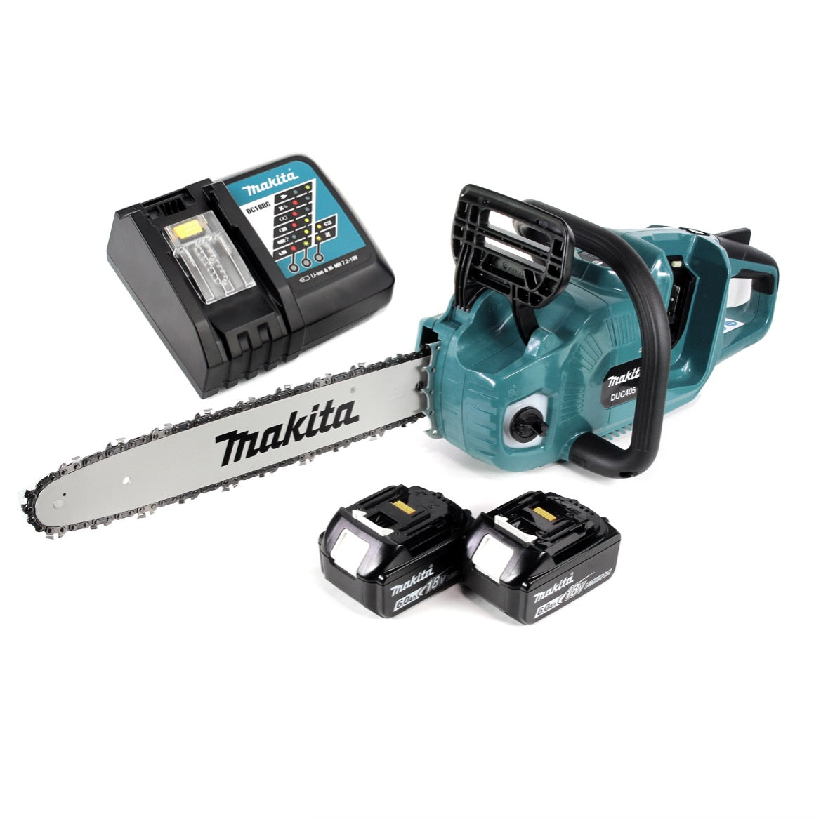 Makita DUC 405 RG2 Akku Kettensäge 36V ( 2x18V ) Brushless 40 cm + 2x 6,0 Ah Akku + Ladegerät - Toolbrothers