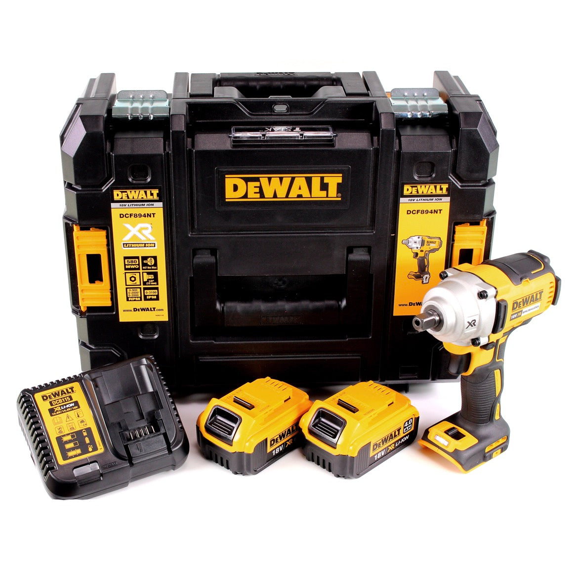 DeWalt DCF 894 M2 Akku Schlagschrauber 18 V 447 Nm 1/2" Brushless + 2x Akku 4,0 Ah + Ladegerät + TSTAK - Toolbrothers