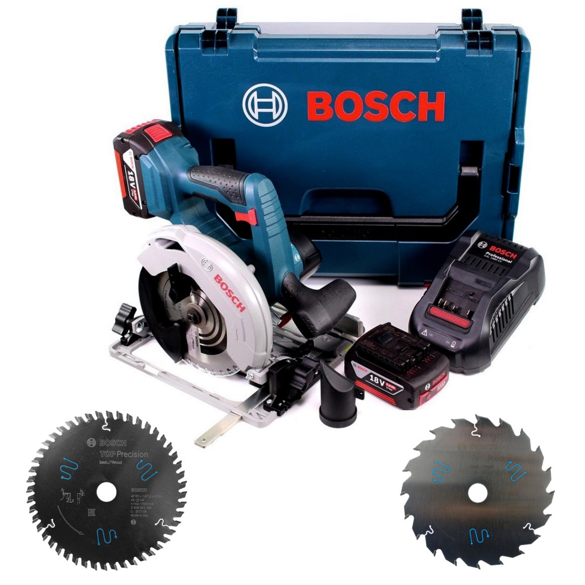 Bosch GKS 18V-57 G Akku Kreissäge 18V 165 mm in L-Boxx + 2x Akku 5,0Ah + Ladegerät + 3x Sägeblätter - Toolbrothers