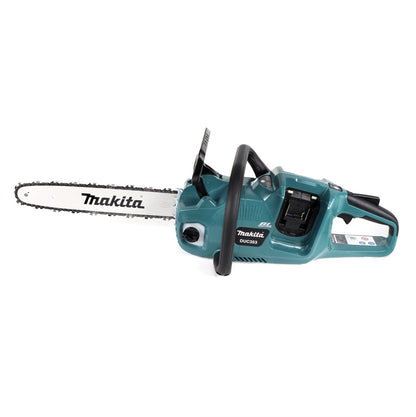 Makita DUC 353 PM4 Akku Kettensäge 36V ( 2x18V ) Brushless 35 cm + 4x 4,0 Ah Akku + Doppelladegerät - Toolbrothers