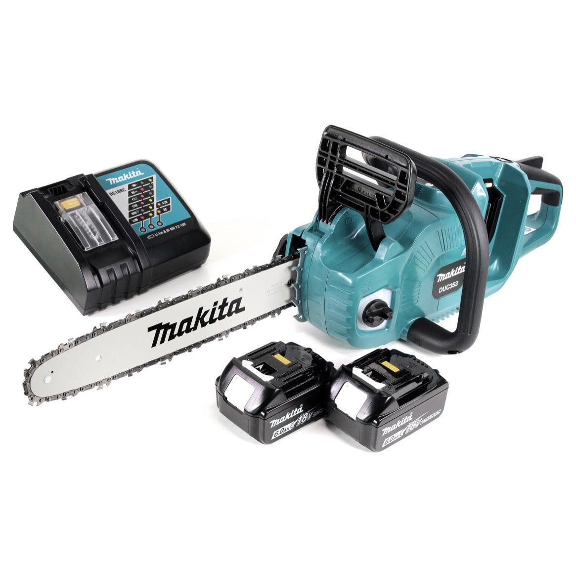 Makita DUC 353 RG2 Akku Kettensäge 36V ( 2x18V ) Brushless 35 cm + 2 x 6,0 Ah Akku + Ladegerät - Toolbrothers