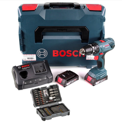 Bosch Professional GSB 18V-21 Akku Schlagbohrschrauber 18V 55Nm + 2x Akku 2,0Ah + Ladegerät + Bit-Set + L-Boxx - Toolbrothers