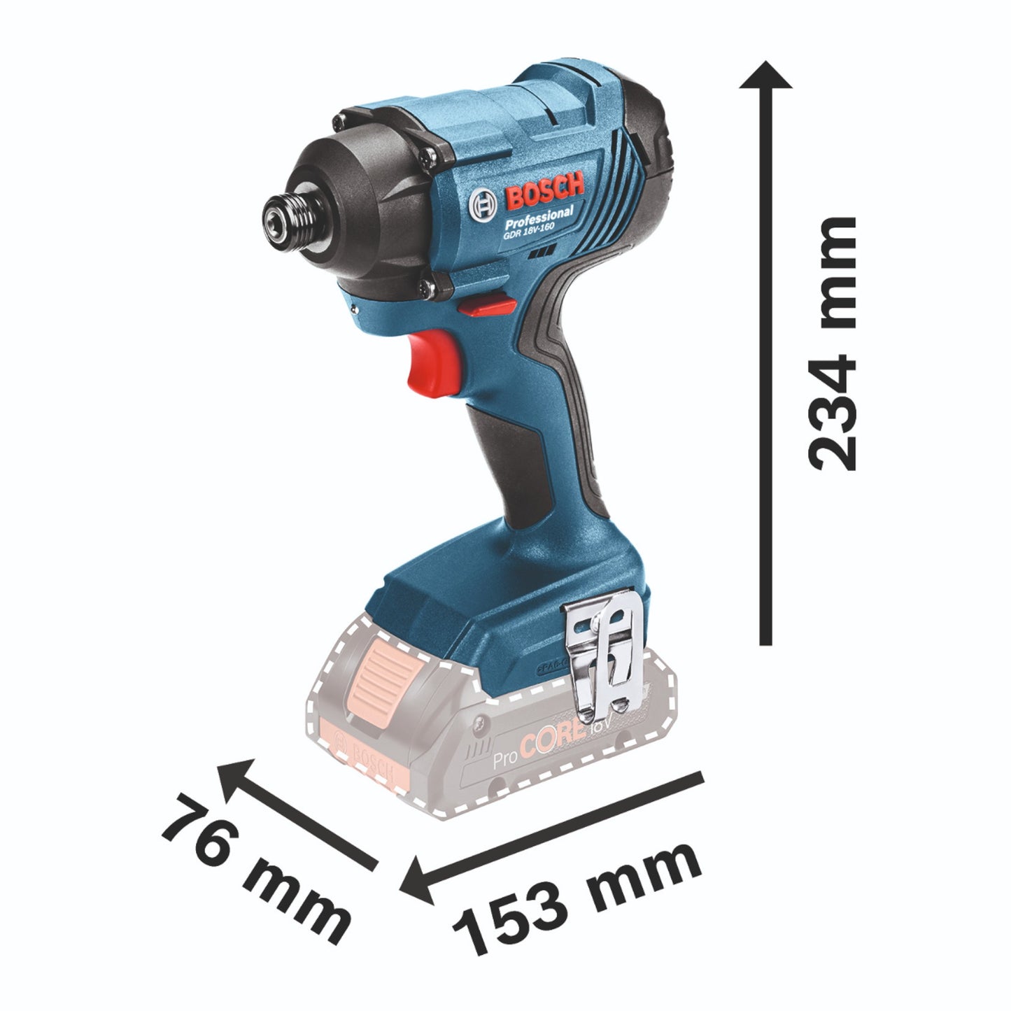 Bosch GDR 18V-160 Professional Akku Drehschlagschrauber 18 V 160 Nm 1/4" + 2x Akku 2,0 Ah + Ladegerät