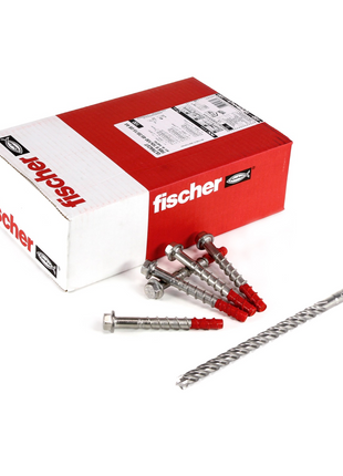 Fischer ULTRACUT FBS II A4 Betonschraube 10x100 mm 100 Stk. ( 548744 ) Sechskantkopf SW15 Unterlegscheibe 45/35/15 A4 Edelstahl + Makita NEMESIS 2 Hammer und Beton Bohrer SDS-Plus 10x215 ( B-58213 ) - Toolbrothers