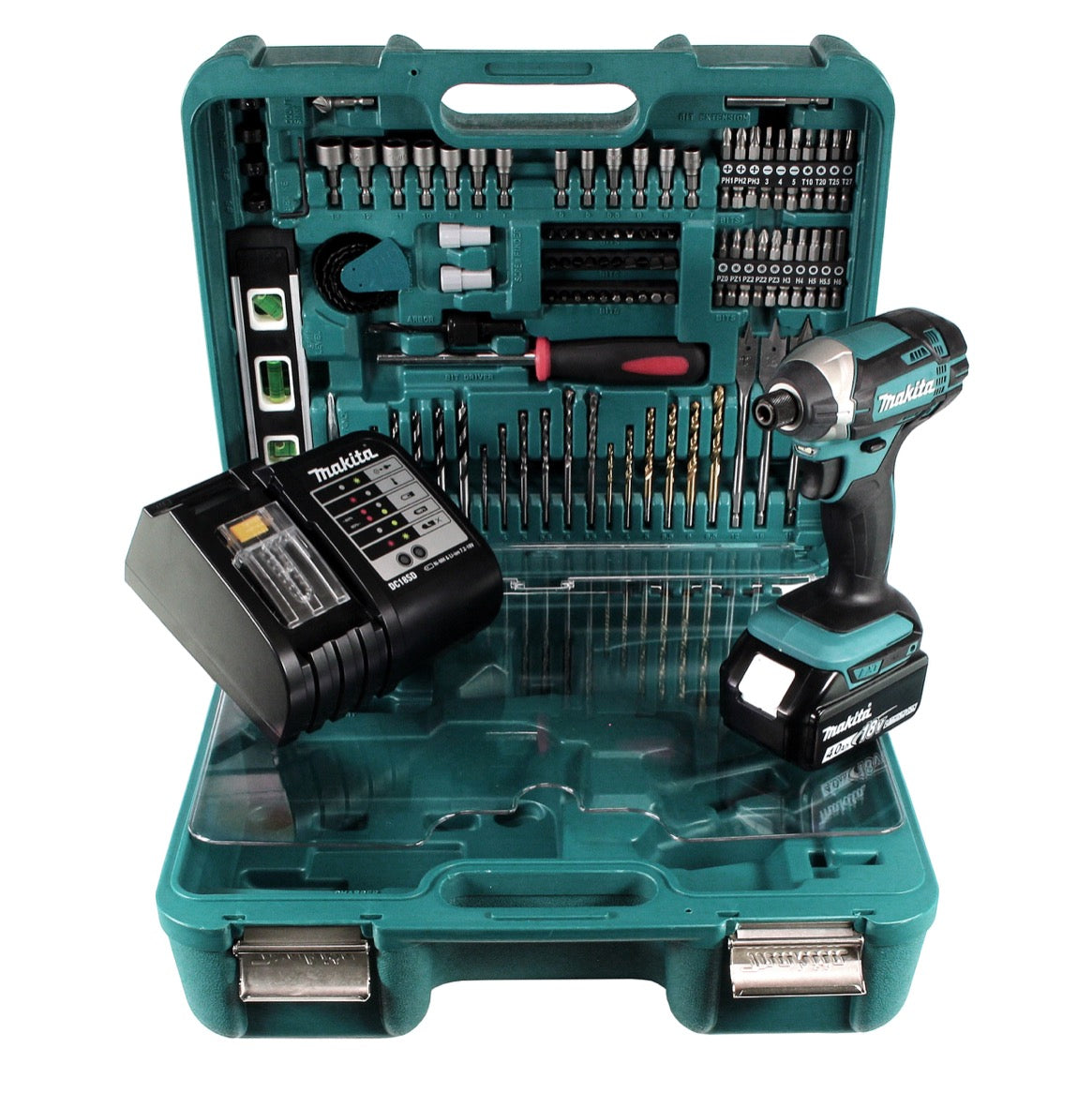 Makita DTD 152 STTK Akku Schlagschrauber 18 V mit 5,0 Ah Akku, Ladegerät und 101 tlg. Zubehör Set - Toolbrothers