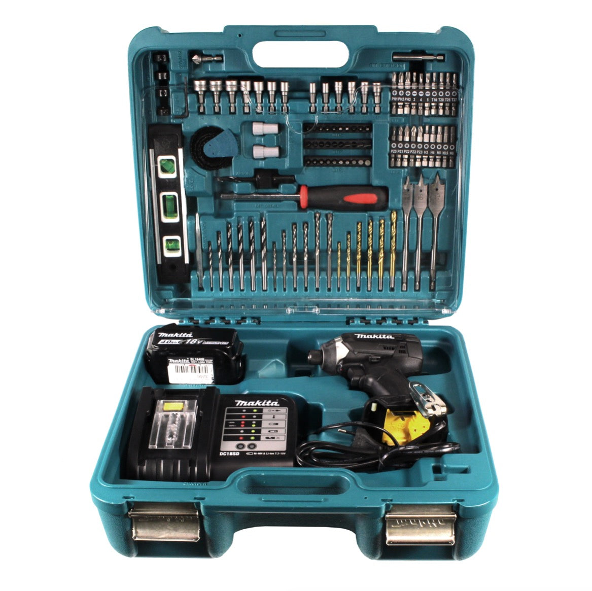 Makita DTD 152 STTK B Akku Schlagschrauber 18 V Schwarz mit 5,0 Ah Akku, Ladegerät und 101 tlg. Zubehör Set - Toolbrothers