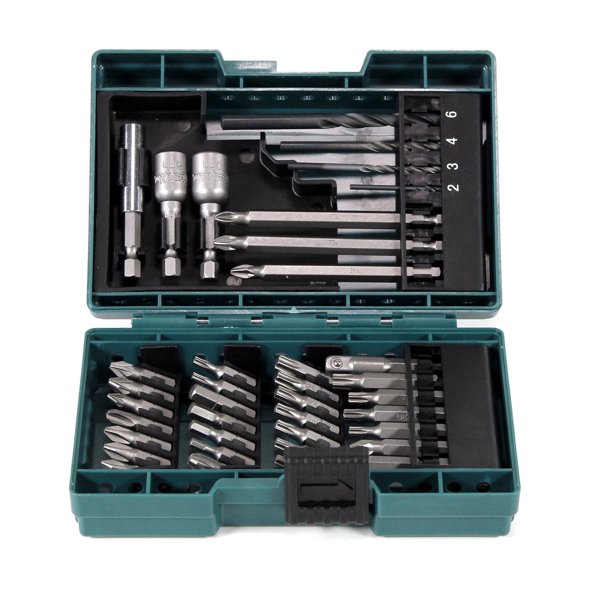 Makita DHP 482 ST1 W Akku Schlagbohrschrauber 18 V 62Nm im Transportkoffer + 5,0 Ah Akku + Ladegerät + 38 tlg. Bit- & Bohrer Set - Toolbrothers