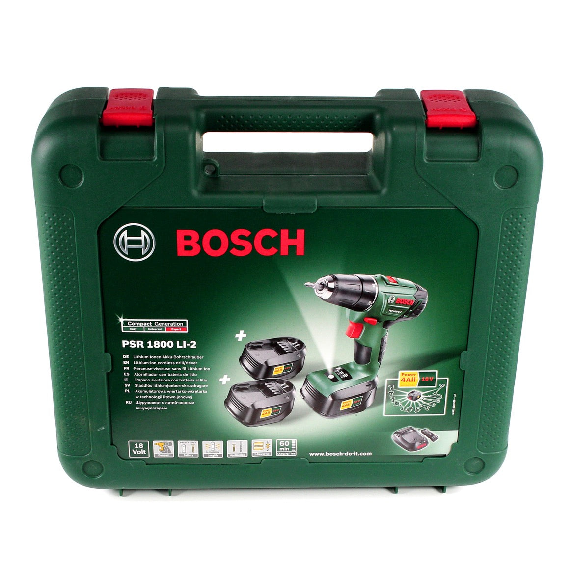 Bosch Heimwerker PSR 1800 Li-2 3X 18 V Akku Bohrschrauber im Transportkoffer + 3 x 1,5 Ah Akku + Ladegerät ( 06039A3102 ) - Toolbrothers