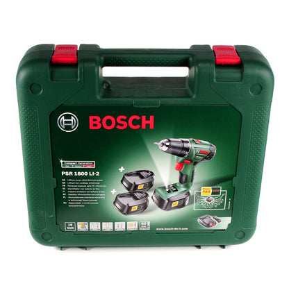 Bosch Heimwerker PSR 1800 Li-2 3X 18 V Akku Bohrschrauber im Transportkoffer + 3 x 1,5 Ah Akku + Ladegerät ( 06039A3102 ) - Toolbrothers