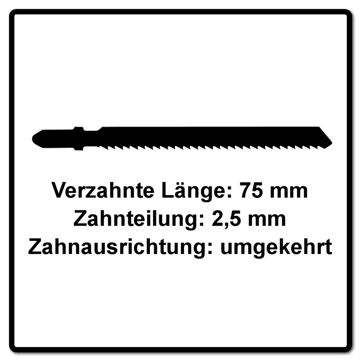 Festool S 75/2,5 R/25 WOOD Fine Cut Stichsägeblatt 75 mm 25 Stk. ( 5x 204259 ) Verzahnung umgekehrt, konisch geschliffen für sauberen Schnitt, HCS Stahl - Toolbrothers