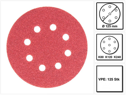 Bosch Exzenter Schleifpapier Set mit Klett gelocht K80 K120 K240 125 mm 125 Stück ( 2607019497 ) - Toolbrothers