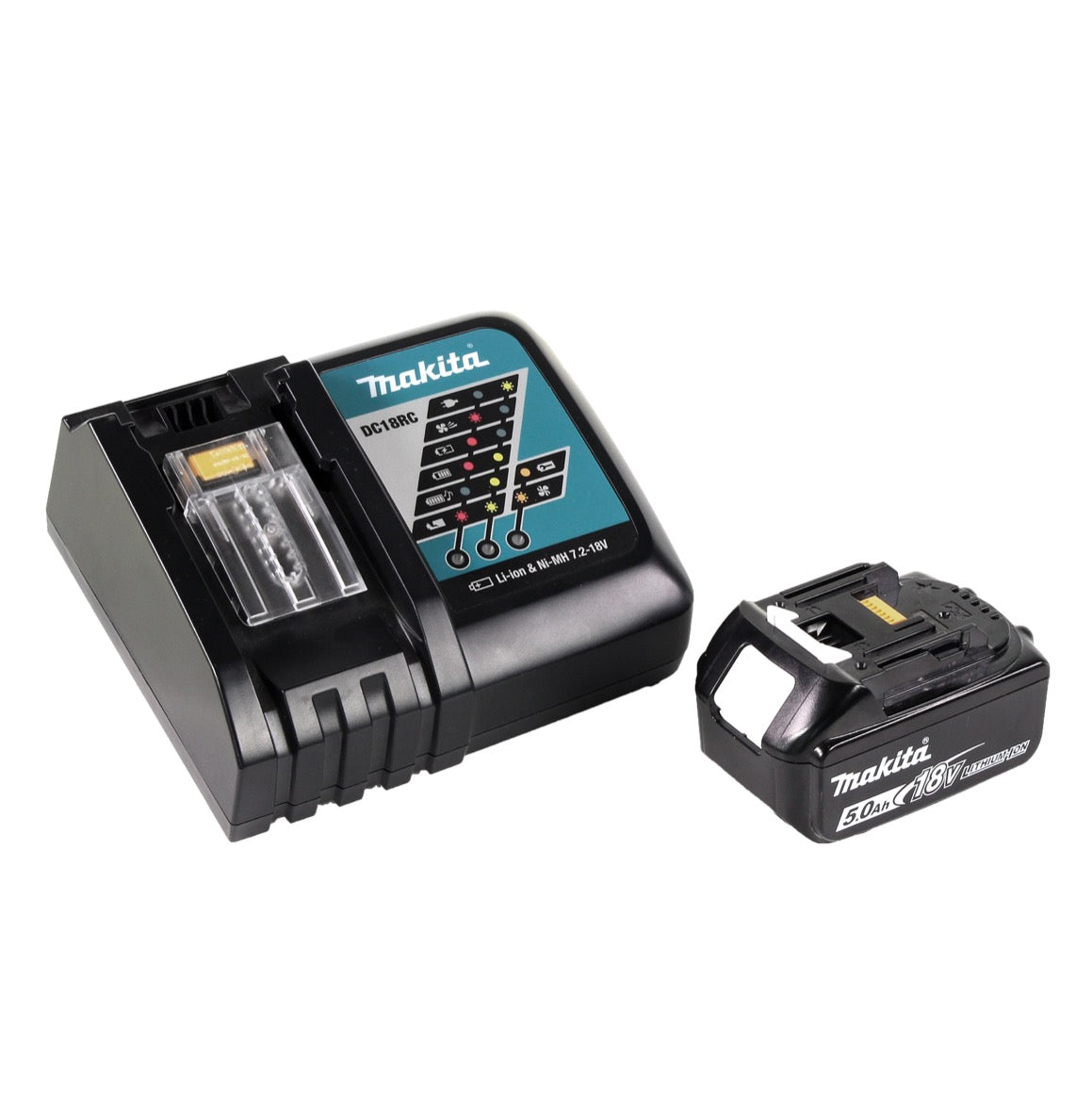 Makita DML 802 RT1 Akku Lampe 18 V Li-Ion für 14,4 und 18 V Akku + 1 x 5,0 Ah Akku + Ladegerät - Toolbrothers