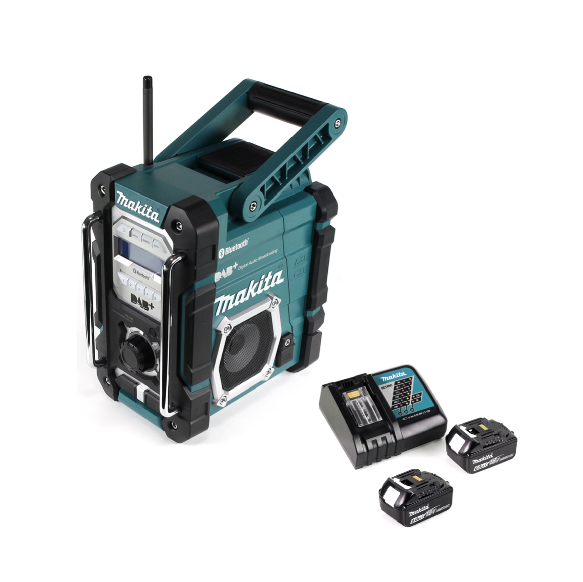 Makita DMR 112 RG Akku Baustellen Radio 7,2 - 18V Bluetooth DAB+ + 2x 6,0Ah Akku + Ladegerät - Toolbrothers