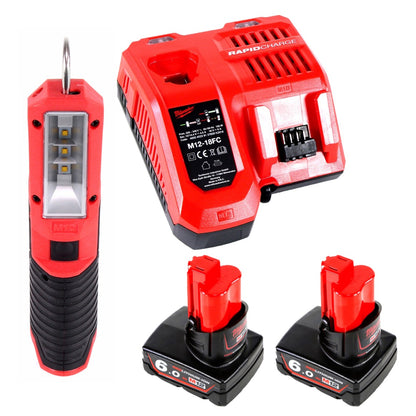 Milwaukee M12 SL-602C Akku Stableuchte Taschenlampe 12 V 220 Lm + 2x Akkus 6,0 Ah + Ladegerät - Toolbrothers