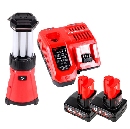 Milwaukee M12 LL-602C LED Akku Laternenleuchte 12 V Li-Ion + 2x 6,0 Ah Akku + Ladegerät - Toolbrothers