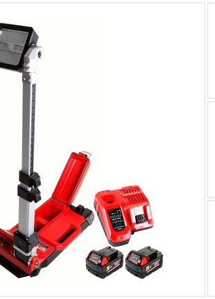 Milwaukee M18 ONERSAL-502C ONE-KEY LED Akku Baustrahler 18 V Li-Ion + 2 x 5,0 Ah Akku + Ladegerät - Toolbrothers