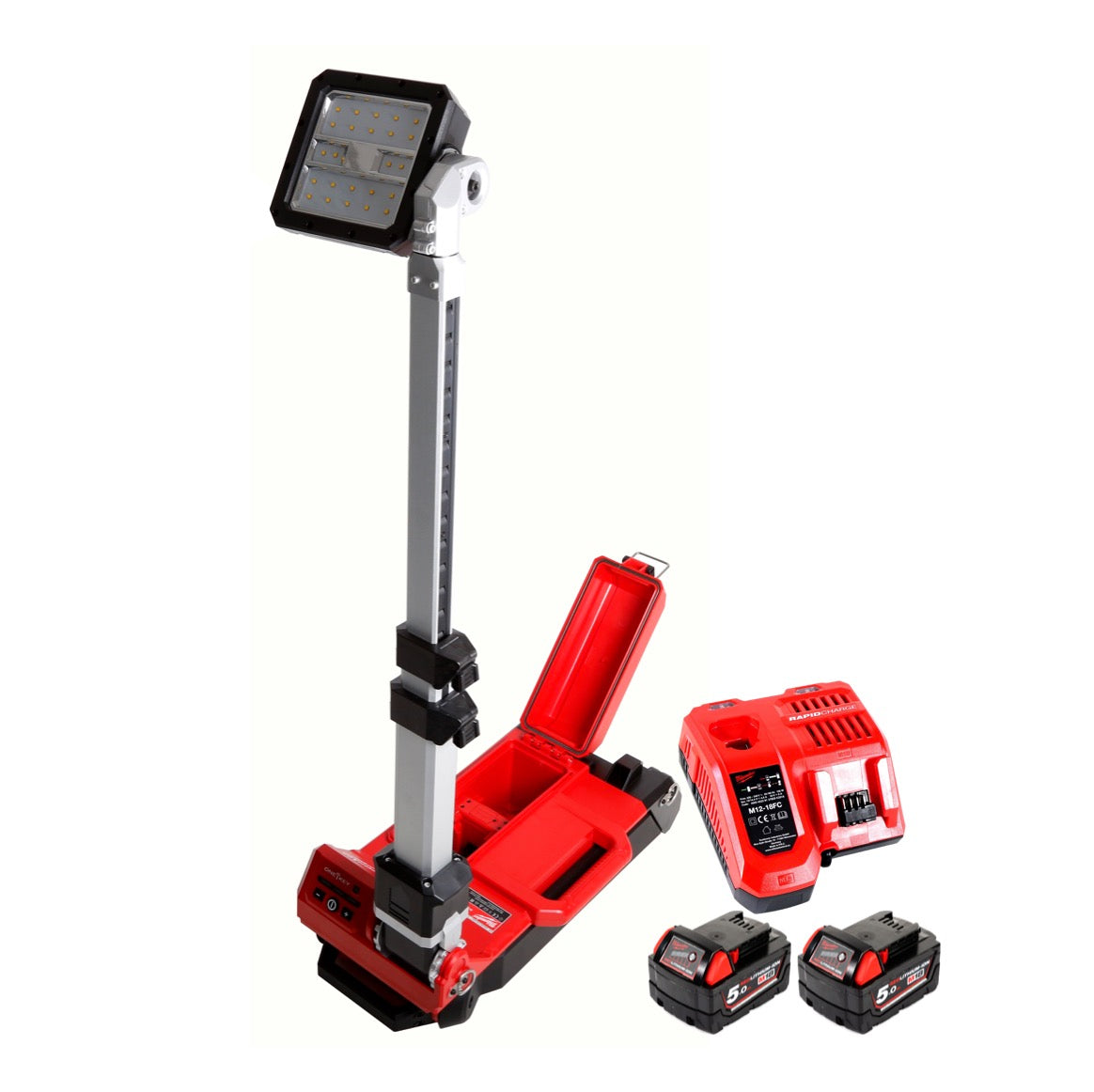 Milwaukee M18 ONERSAL-502C ONE-KEY LED Akku Baustrahler 18 V Li-Ion + 2 x 5,0 Ah Akku + Ladegerät - Toolbrothers