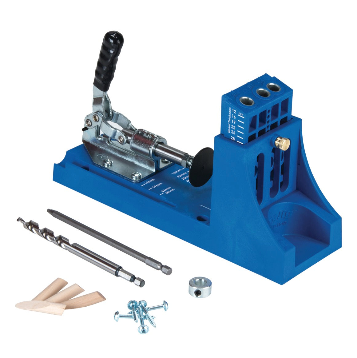 KREG Jig K4 Starter Set ( K4 ) Tischler Komplettset Verbindungssystem aus Holz mit Bohrschablone K4, Stufenbohrer, Bit, Schrauben und Stopfen