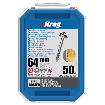 KREG Pocket-Hole Linsenkopfschraube 64 mm 50 Stk ( SML-C250-50 ) Vierkantantrieb Teilgewinde Grobgewinde selbstschneidend verzinkt - Toolbrothers