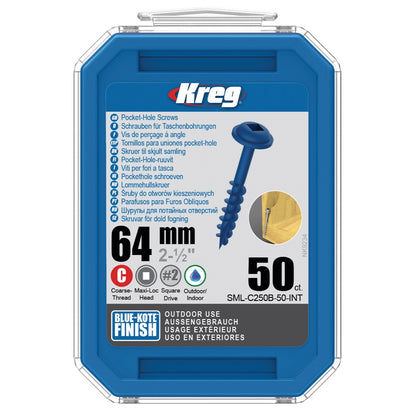 KREG Pocket-Hole Linsenkopfschraube 64 mm 50 Stk. outdoor ( SML-C250B-50 ) Vierkantantrieb Teilgewinde Grobgewinde selbstschneidend gebläut - Toolbrothers