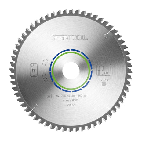 Festool Spezial Kreissägeblatt HW 216 x 30 x 2,3 mm W60 ( 491051 ) 216 mm 60 Zähne - Toolbrothers