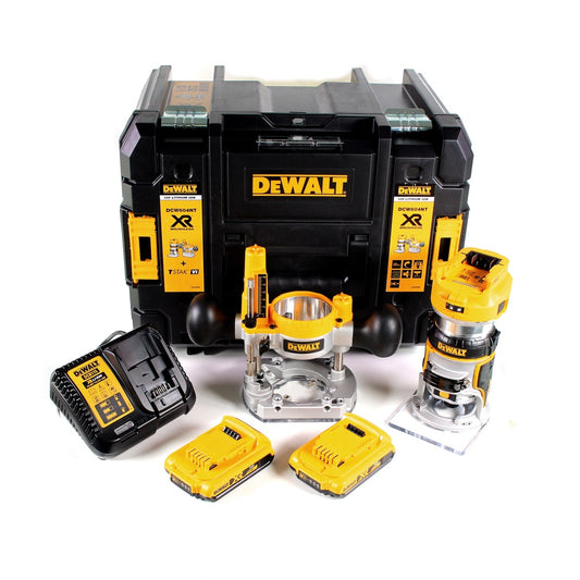 DeWalt DCW 604 D2 Akku Kombifräse 18V 55mm in + 2x Akkus 2,0 Ah + 1x Schnellladegerät in TSTAK - Toolbrothers