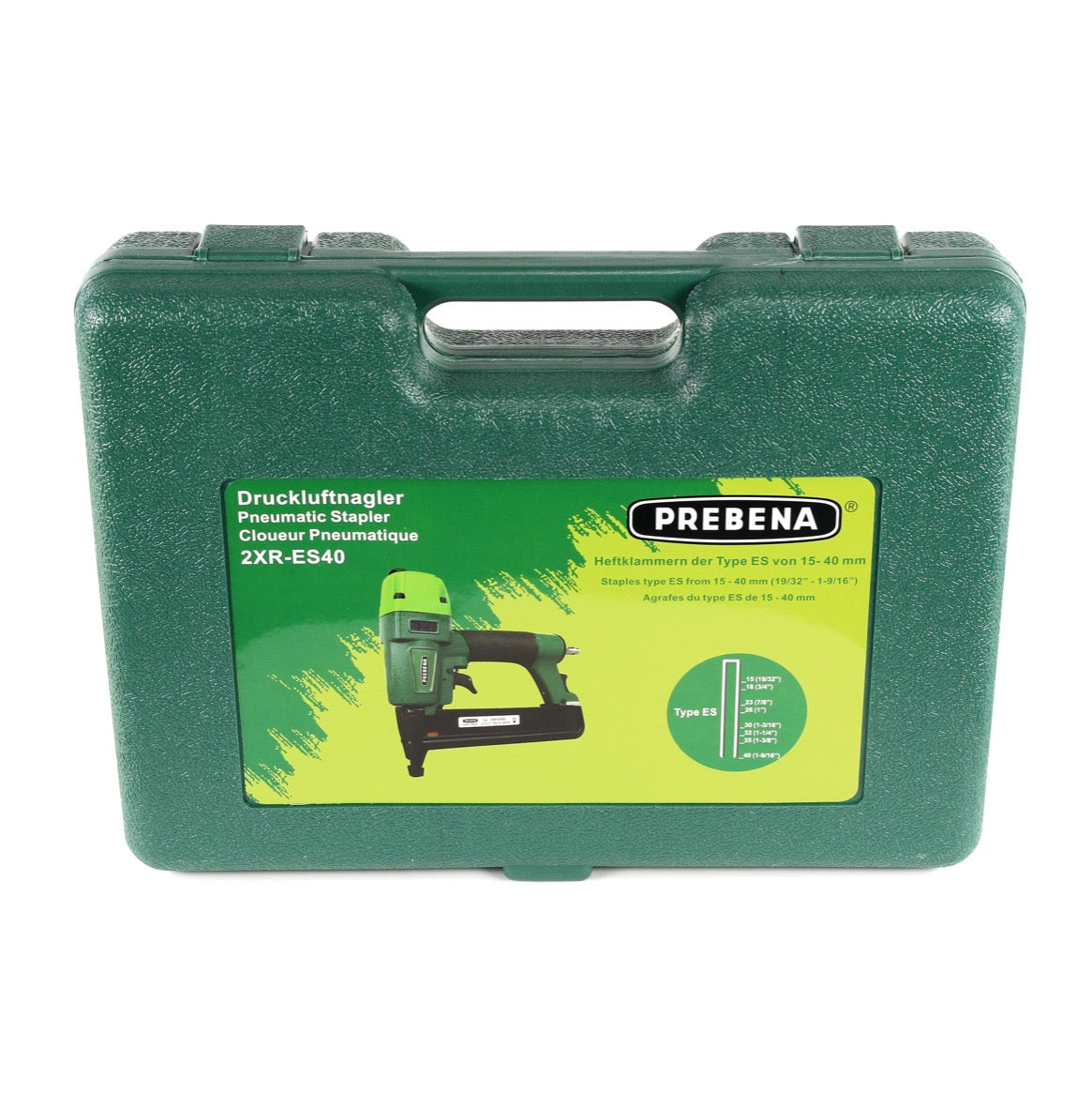 Prebena 2XR-ES40 Klammergerät Druckluft Nagler im Transportkoffer Typ ES + 5200x Prebena ES26CNKHA Heftklammern - Toolbrothers