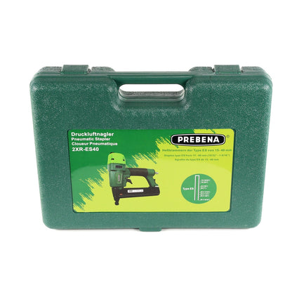 Prebena 2XR-ES40 Klammergerät Druckluft Nagler im Transportkoffer Typ ES + 2600x Prebena ES40CNKHA Heftklammern - Toolbrothers