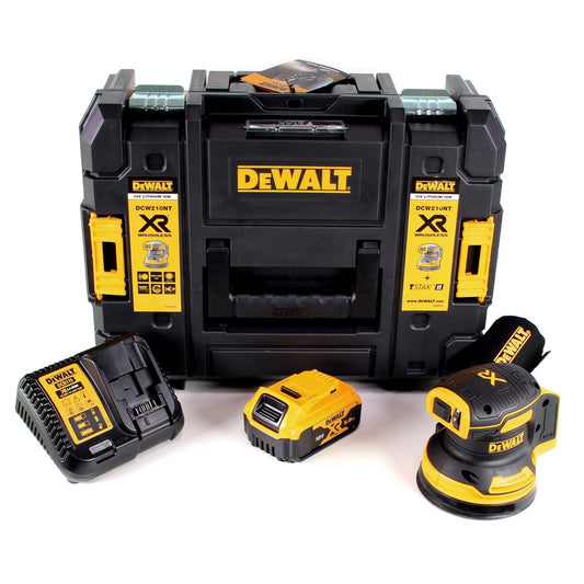 DeWalt DCW 210 P1 Akku Exzenterschleifer 18V 125mm Brushless + 1x Akku 5,0Ah + Ladegerät + TSTAK - Toolbrothers