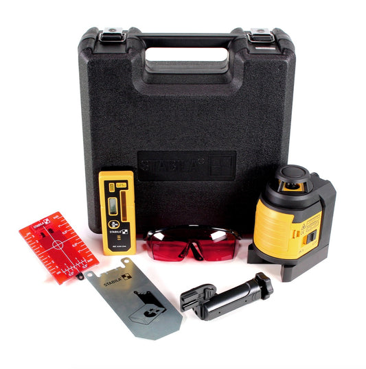 Stabila LAX 400 Multilinien Laser 6 tlg Set ( 18862 ) selbstnivellierend rot 20m im Tragekoffer + Laser-Sichtbrille, Zielplatte, Wandhalterung, Batterien, Linien-Reciever - Toolbrothers