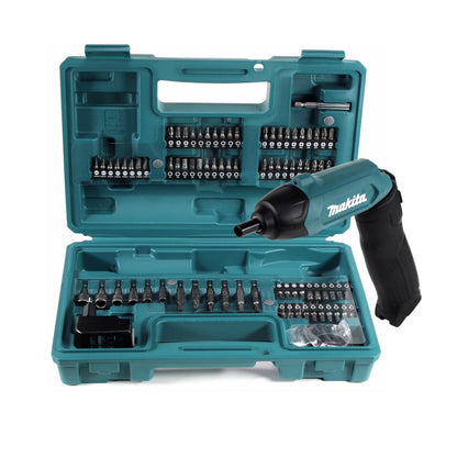 Makita DF 001 DW Akku Stabschrauber Knickschrauber 3,6V 1/4" im Transportkoffer mit integriertem 1,5Ah Akku + 81-tlg Zubehör-Set - Toolbrothers