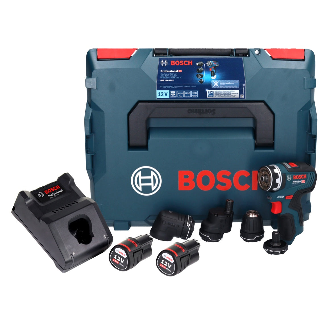 Bosch GSR 12V-35 FC Professional Akku Bohrschrauber 12 V 35 Nm Brushless + 2x Akku 3,0 Ah + Ladegerät + L-Boxx - Toolbrothers