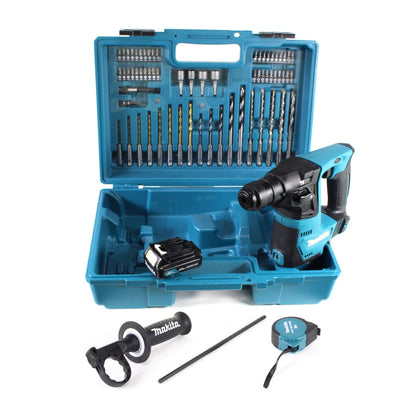 Makita HR 140 DA1E1 Akku Bohrhammer 10.8 V SDS-Plus im Koffer + 64 tlg Zubehör Set + 1x 2,0 Ah Akku - ohne Lader - Toolbrothers