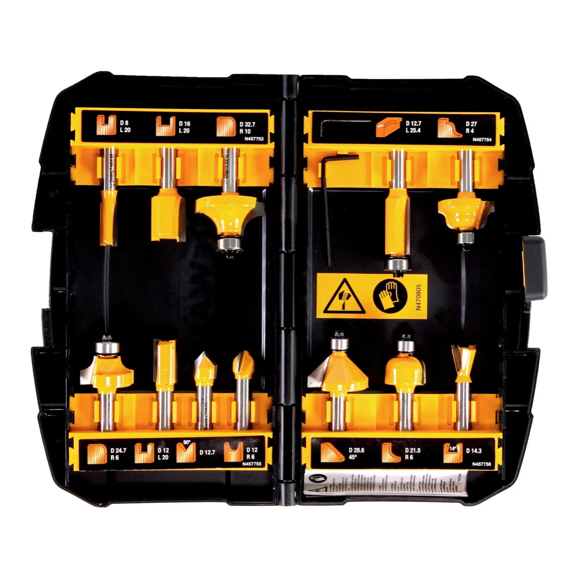 DeWalt DCW 604 NT Akku Kombifräse 18V 55mm + Fräser Set 12 tlg. in TSTAK - ohne Akku und Ladegerät - Toolbrothers