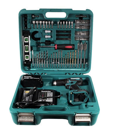 Makita DDF 483 SFTK Akku Bohrschrauber 18 V 40Nm + 3,0 Ah Akku + Ladegerät + 101 tlg. Werkzeugset im Koffer - Toolbrothers