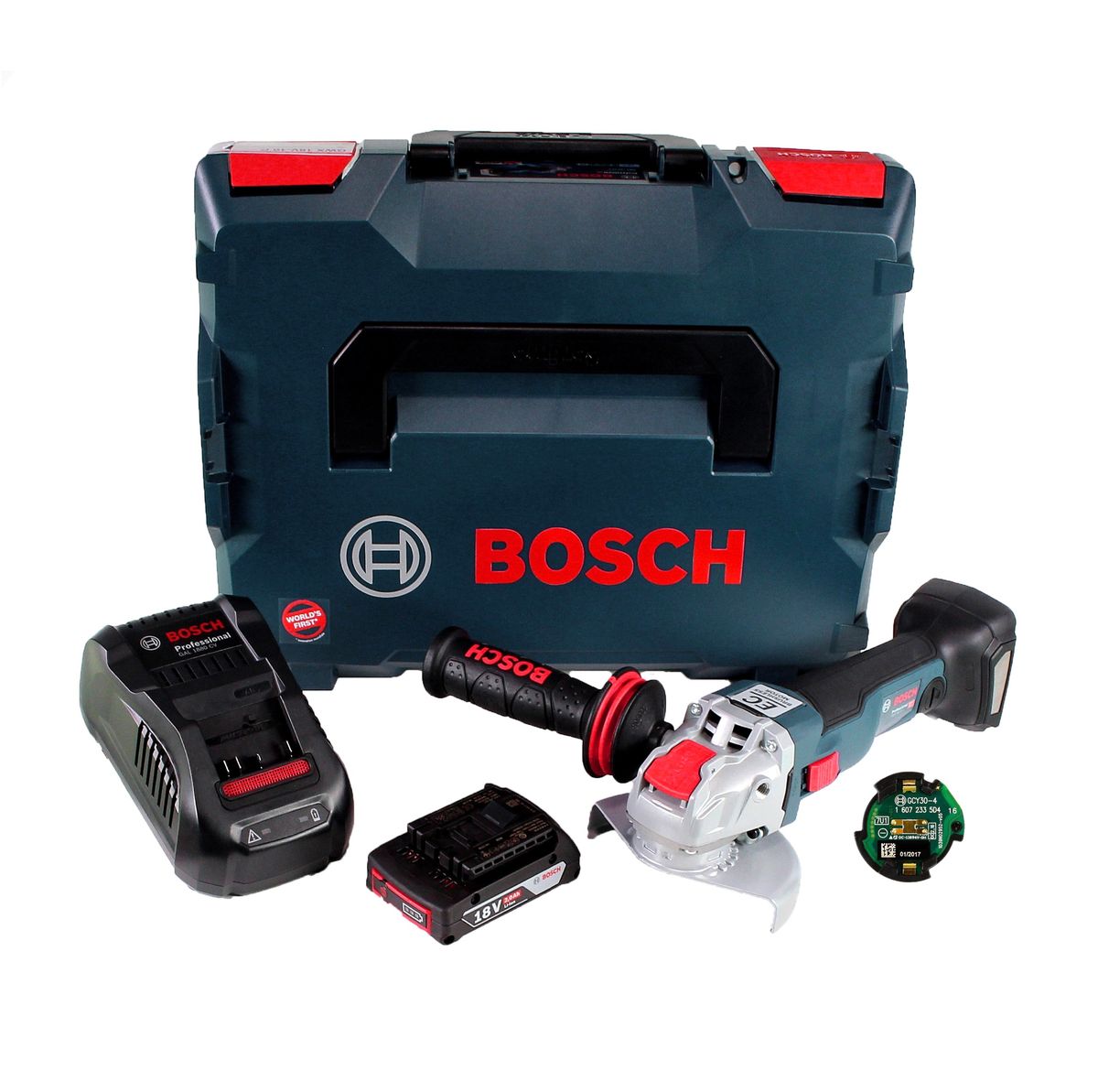 Bosch GWX 18V-10 C Akku Winkelschleifer 18V 125mm brushless X-LOCK + 1x Akku 2,0Ah + Ladegerät + Connectivity Modul + L-BOXX - Toolbrothers