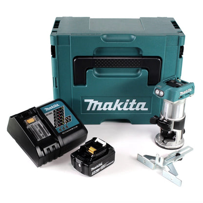 Makita DRT 50 RT1J Akku Multifunktionsfräse brushless 18V + 1x Akku 5,0 Ah + Schnellladegerät im Makpac 3 - Toolbrothers