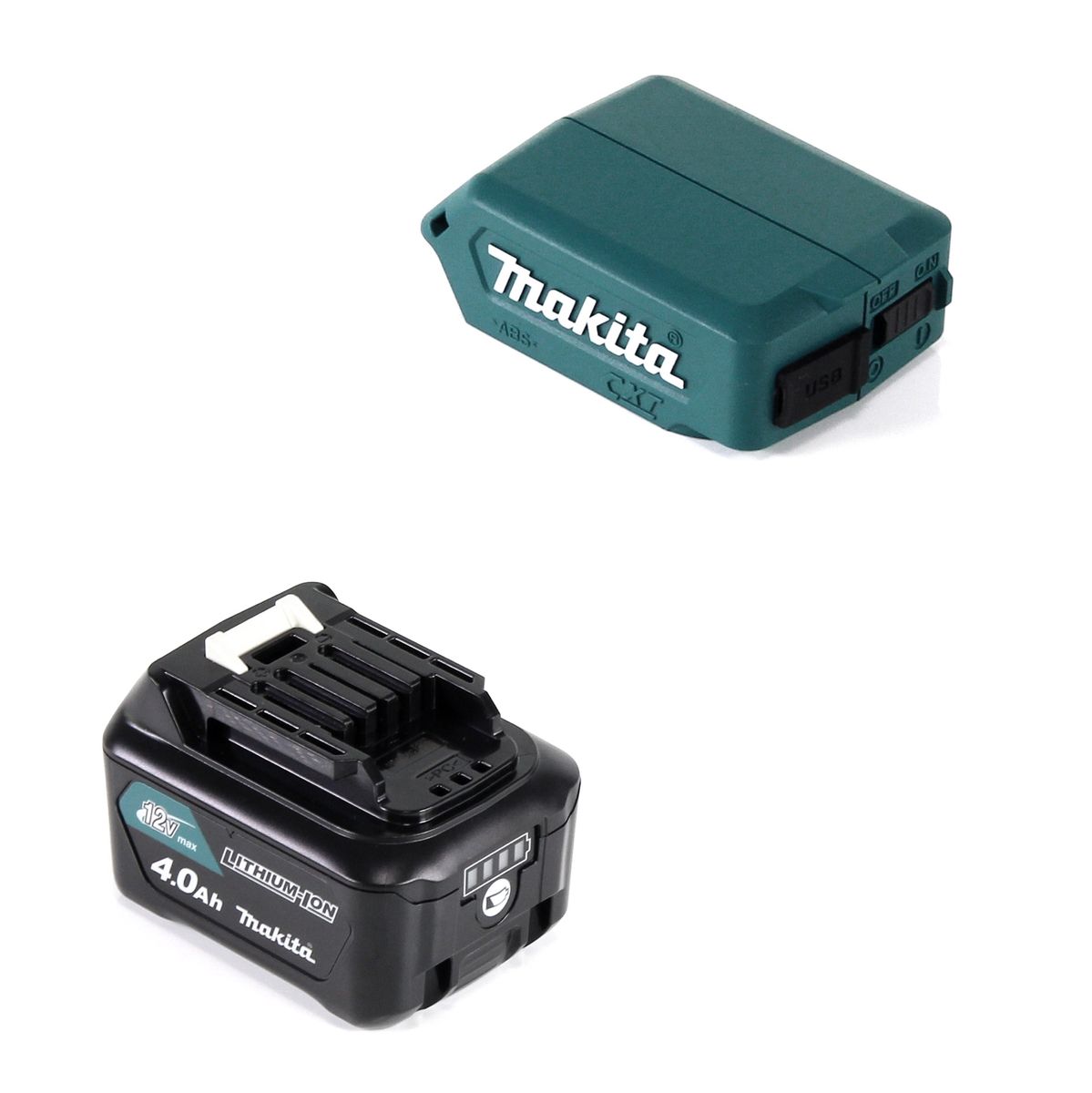 Makita DEAADP08 M1 USB Adapter für 10,8V-12V Akkus + 4,0 Ah Akku ( 197406-2 ) - Toolbrothers