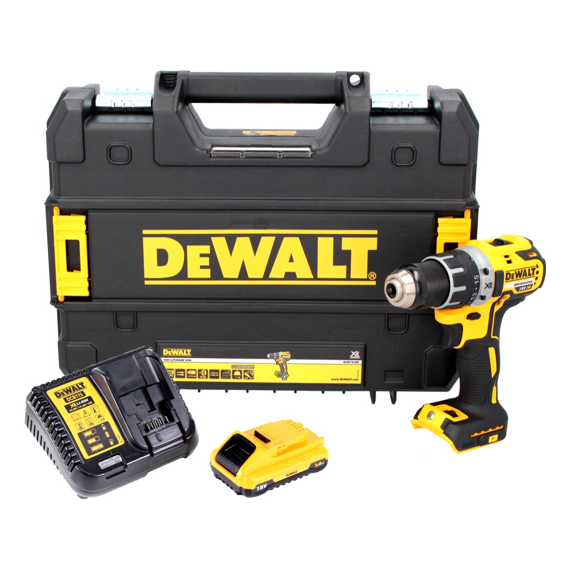 DeWalt DCD 791 L1 Akku Bohrschrauber 18 V 70 Nm Brushless + 1x Akku 3,0 Ah + Ladegerät + TSTAK - Toolbrothers