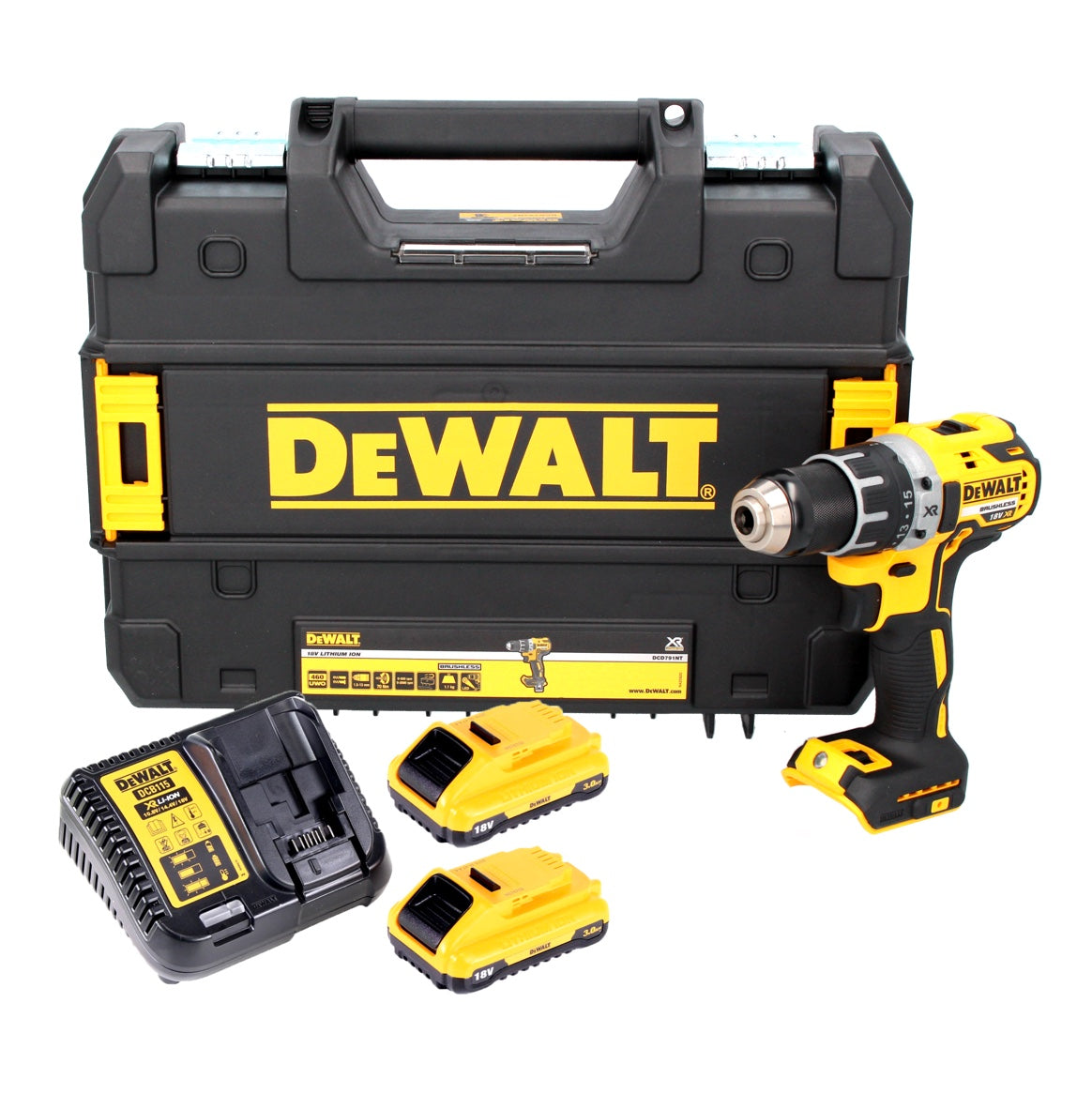 DeWalt DCD 791 L2 Akku Bohrschrauber 18 V 70 Nm Brushless + 2x Akku 3,0 Ah + Ladegerät + TSTAK - Toolbrothers