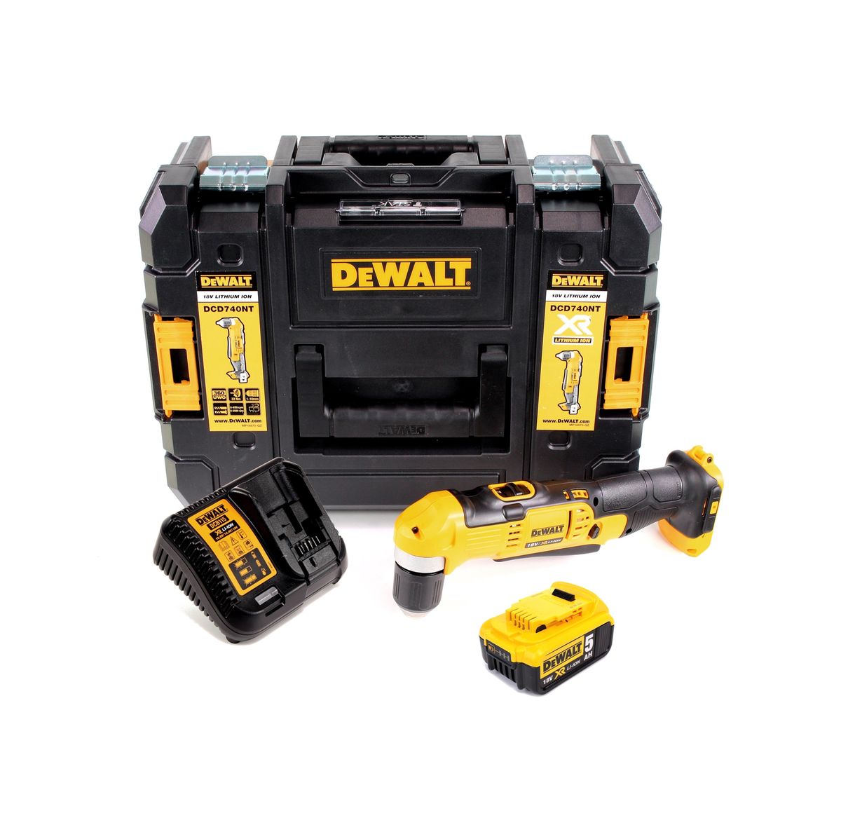 Dewalt DCD 740 L1 Akku Winkelbohrmaschine 18V 33Nm + 1x Akku 3,0Ah + Schnelladegerät + TSTAK - Toolbrothers