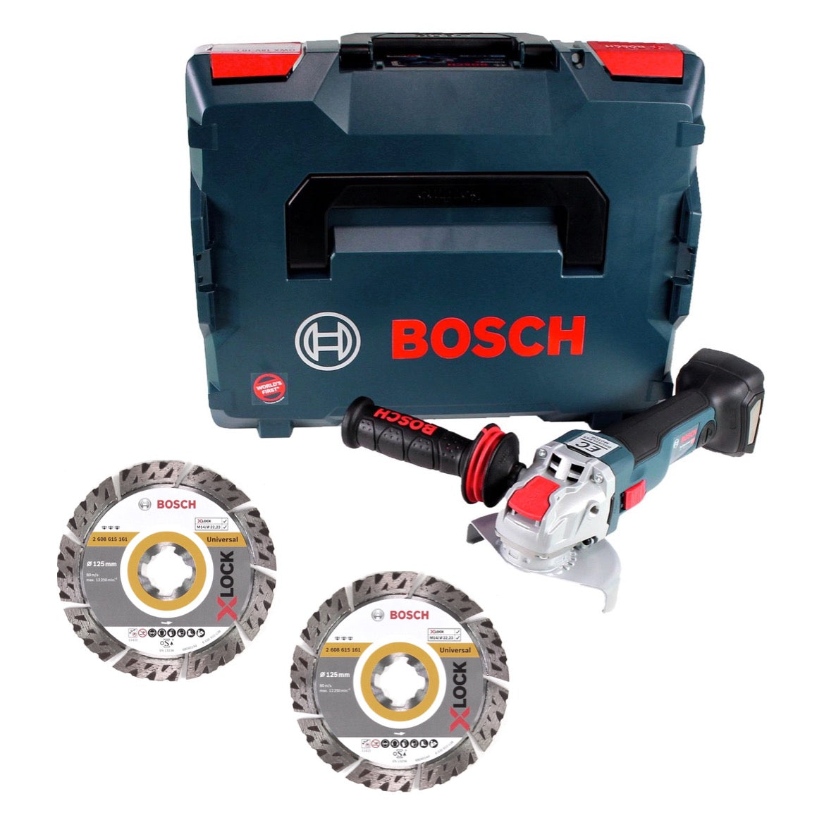 Bosch GWX 18V-10 C Akku Winkelschleifer 18V 125mm brushless X-LOCK + 2x Diamant Trennscheibe X-LOCK 125x22,23mm Best for Universal + L-BOXX - Toolbrothers