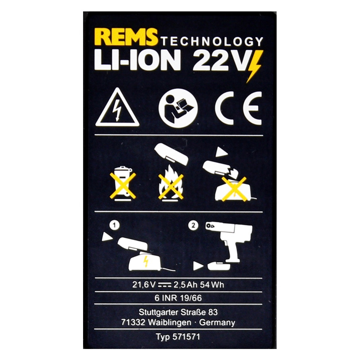 REMS Akku 21,6V (22V max) 2,5Ah ( 571571  R22) - Toolbrothers