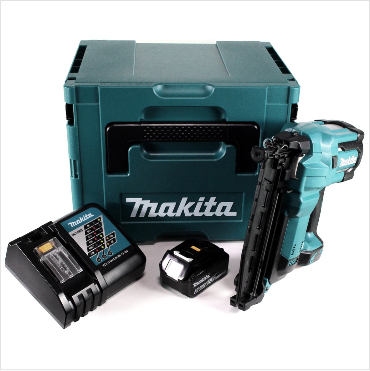 Makita DBN 600 RF1J Akku Stauchkopfnagler 18 V + 1x Akku 3,0Ah + Ladegerät + Makpac - Toolbrothers