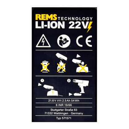 REMS Akku Set mit 2x 21,6V (22V max) Akku 2,5Ah ( 571571 ) - Toolbrothers