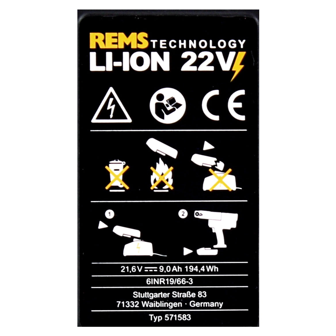 REMS Akku Set mit 2x Akku 21,6V (22V max) 9,0Ah ( 571583 ) - Toolbrothers