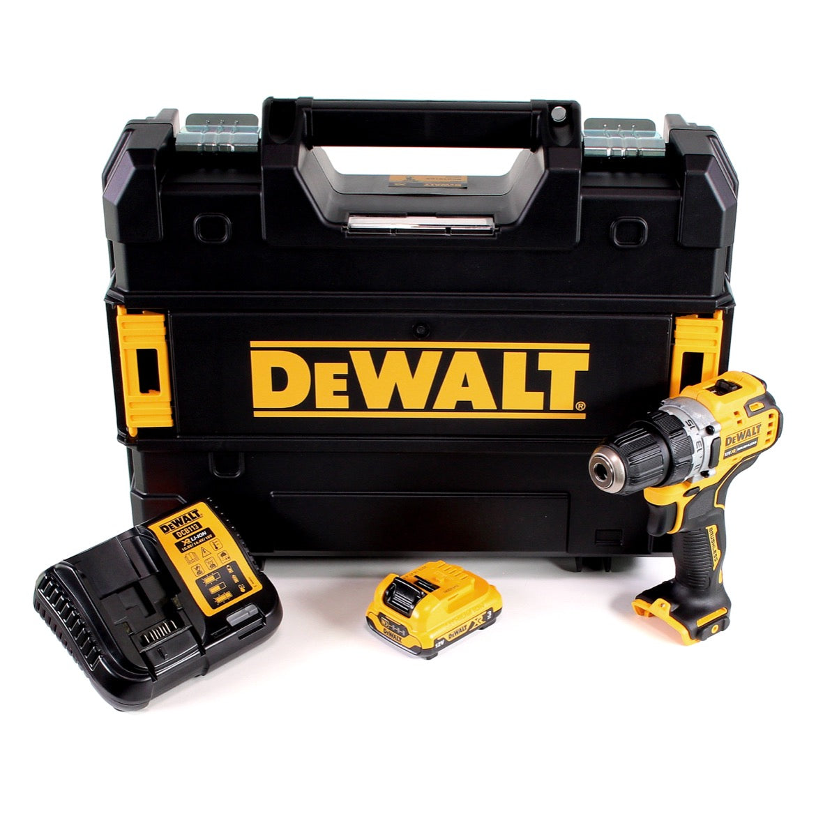 DeWalt DCD 701 D1 Akku Bohrschrauber 12V 57,5Nm Brushless + 1x Akku 2,0Ah + Ladegerät + TSTAK - Toolbrothers